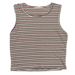 Striped Sleeveless Top - Black, White, Red